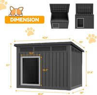 Fancyango Outdoor Dog House for Large Dogs - Matte Black / 43" L x 33" W x 32" H - image 4
