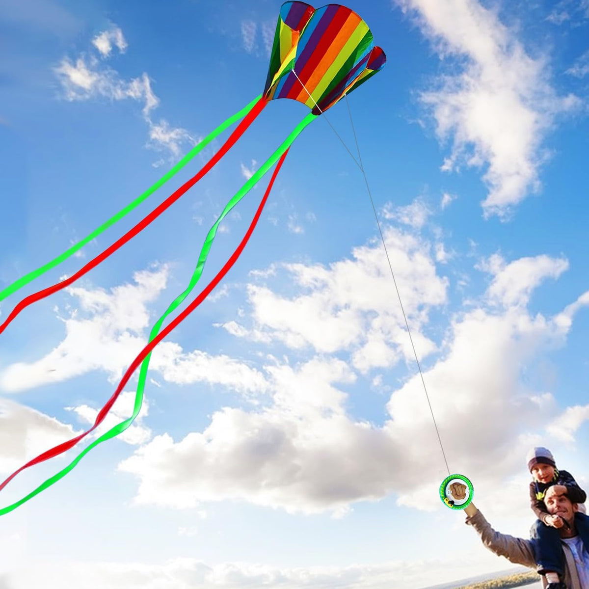 HENGDA rainbow parafoil kite with long tail, string winder and carry bag - view 3