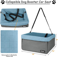 Jespet Dog Booster Seat for Cars, Travel Carrier with Seat Belt – Essentials for Dogs - Gray-16 L x 13" D x 9" H - image 3