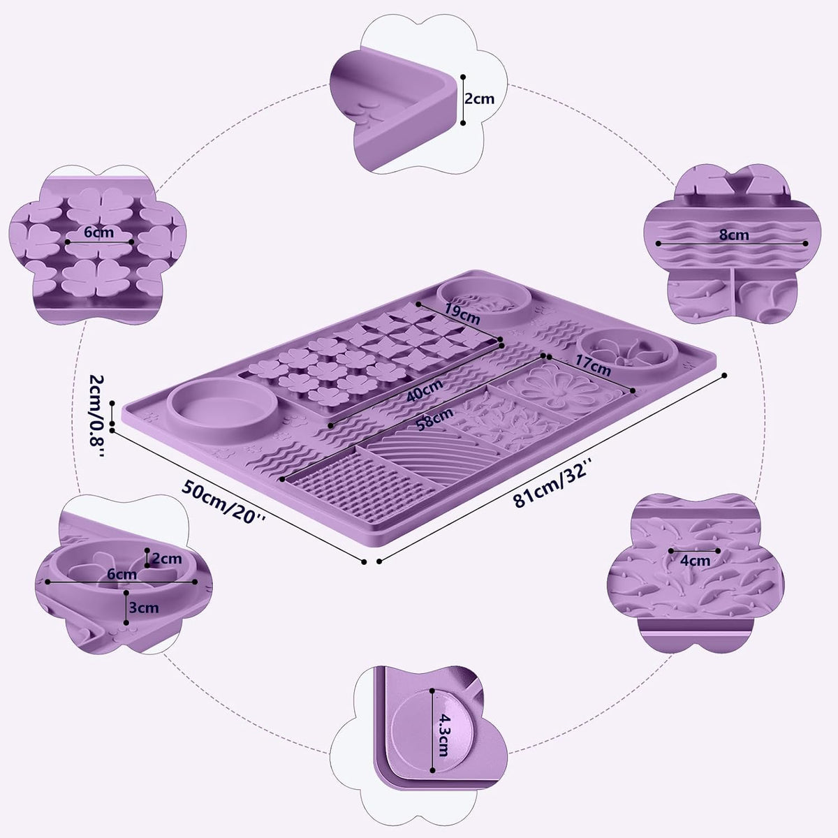 Silicone Snuffle Mat for Dogs 23.6"x 15.7" Large Slow Feeder Mat - Purple:32"x20" - image 4
