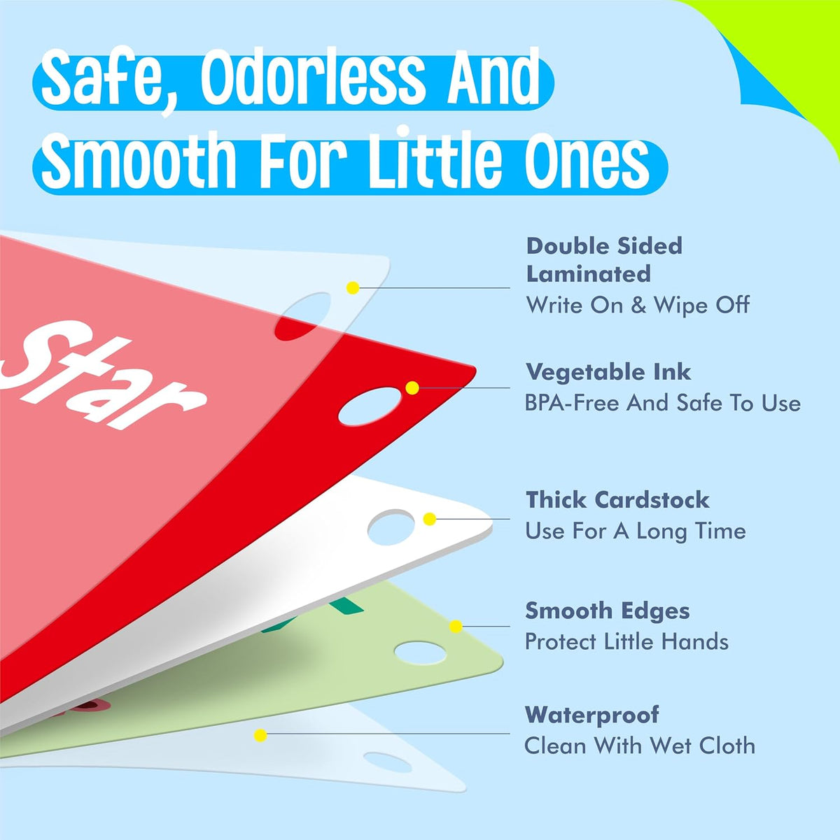 SpriteGru Spanish flashcards for toddlers with colorful cartoon images on rings - view 21