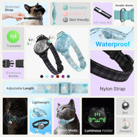 AirTag Cat Collar, Reflective Breakaway Collar - Black Checkered / Small(9-13inch) - image 3