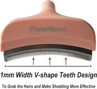 Pet Deshedding Tool with Curve Blade, Cat Grooming Brush, Tight V-shaped Teeth Shedding Comb for Cat and Dog (Pink, Large)