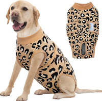 FUAMEY Recovery Suit for Dogs After Surgery,Soft Breathable Dog Bodysuit E-Collar & Cone Alternative Surgical Suit,Male Female Dog Neuter Spay Suits Anti Licking Wounds Onesie Brown Leopard XXL
