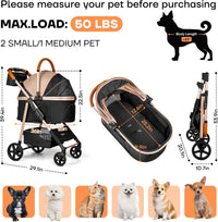 Dog Cat Stroller for Small/Medium Pets - Khaki - image 2