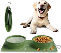 Collapsible Portable 2-in-1 Dog Bowl - Green