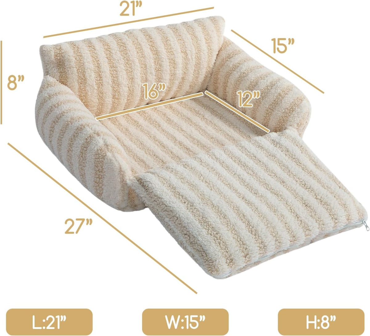 Hollypet Cat Bed Small Dog Orthopedic Couch Beds for Pets up to – Essentials for Cats - 21"L x 15"W x 8"Th / Beige - image 3