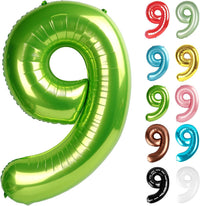 Blue Number 3 Balloon 40 Inch, 3 Balloon Number - Light Green / Number 9