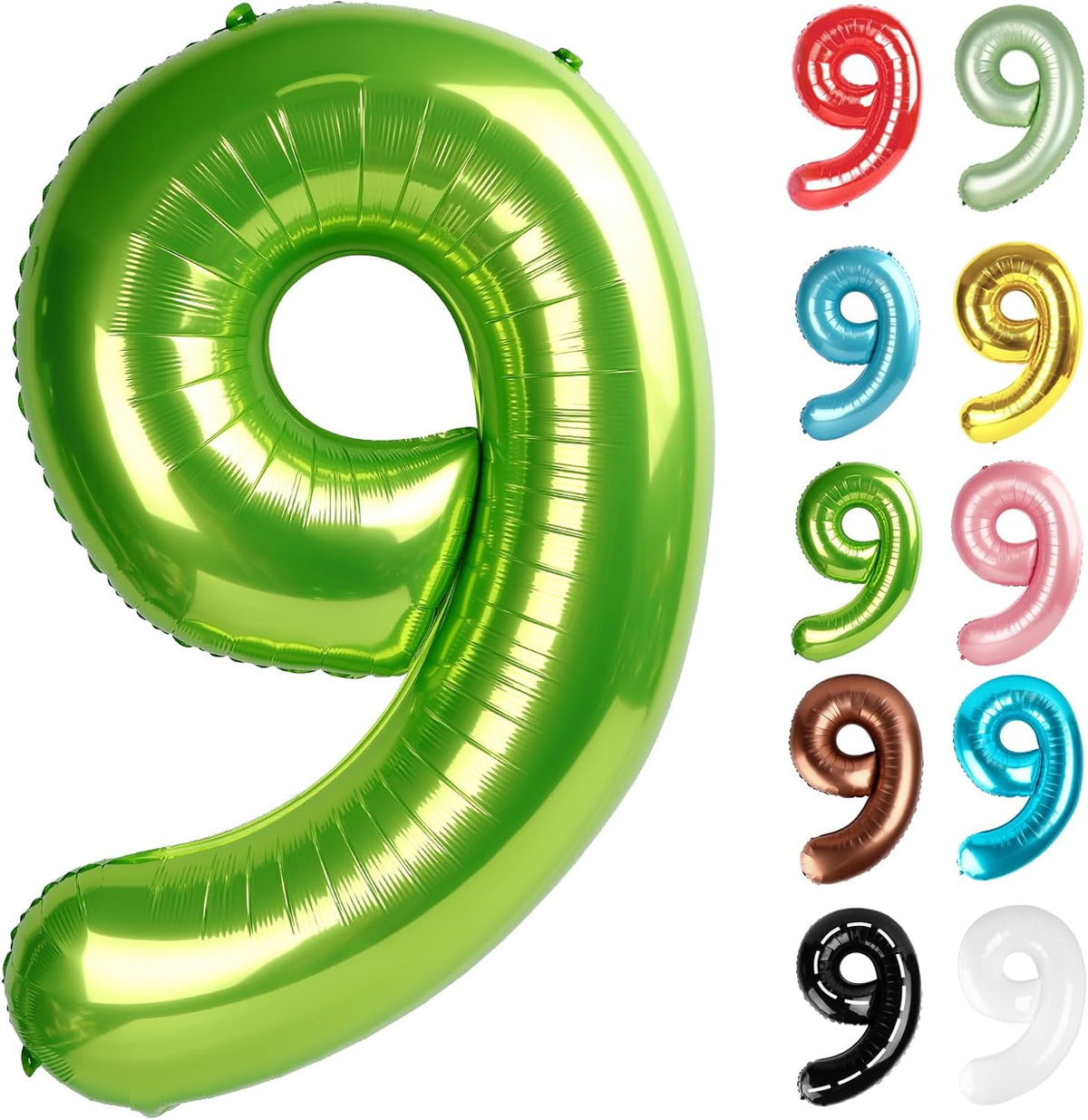 Blue Number 3 Balloon 40 Inch, 3 Balloon Number - Light Green / Number 9
