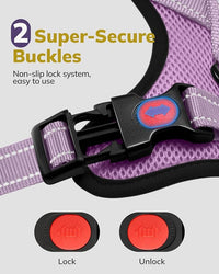MIDOG No-Pull Dog Harness | Adjustable & Reflective Pet Harness Leash Set for Small Medium Large Dogs Walking, Training| No Choke, Front Clip, Soft Padded Vest with Easy Control Handle - Purple, L
