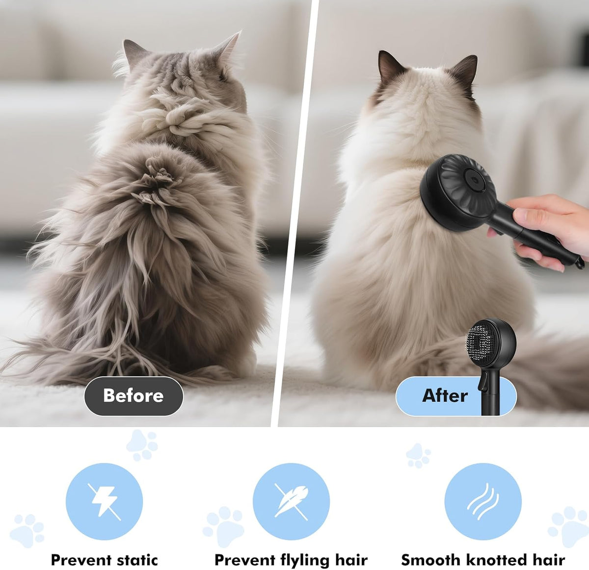 Cat Steam Brush 3 in 1 Pet Hair Grooming Brush with Steam and Release - Black - image 4