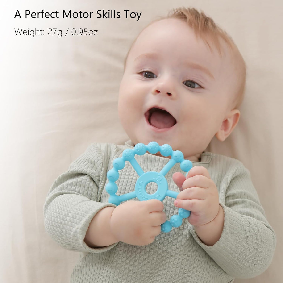 3 Pack Ring Teether Baby Infant Toys, Baby Essentials - Light Purple Green Blue - image 4