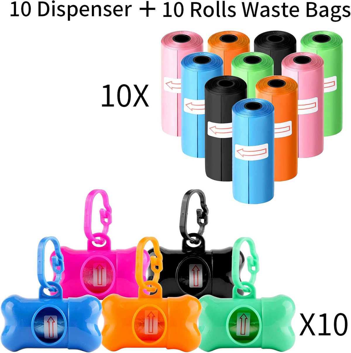 10 Pack Bone Shaped Poop Bag Dispenser Pet Waste Disposal Bag - Random Color (10 Pack) - image 4