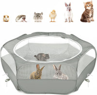 Pawaboo Small Animal Playpen, Waterproof Portable Pet Cage Tent - B-Gray / 1