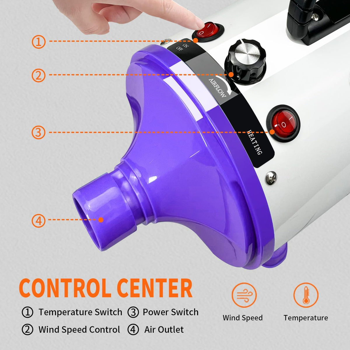 Dog Dryer, High Velocity Professional Dog Grooming Dryer - Purple - image 4