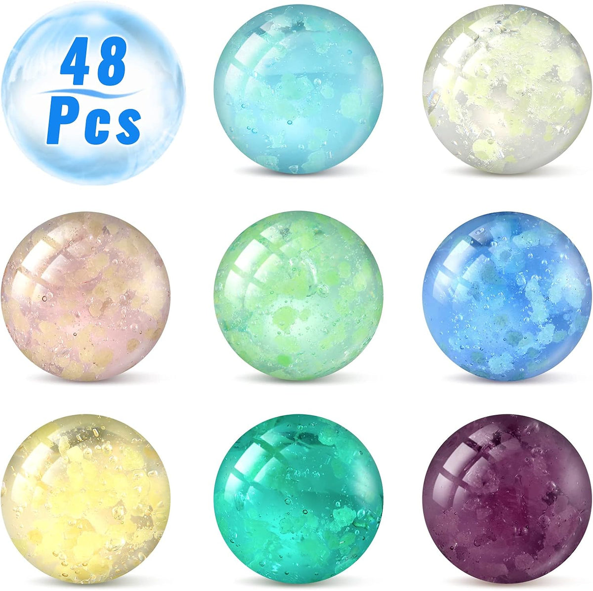 48 Pieces Marbles Glow in The Dark for Kids - 0.47 Inch - image 2