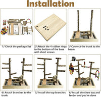 Tfwadmx Bird Playground Natural Wood Bird Play Stands Parrot Perch Stand with Removable Tray Climb Ladders Swing Chewing Toys for Lovebirds Cockatiels Budgies