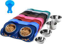 Hubulk Pet Dog Bowls 2 Stainless Steel Dog Bowl with No Spill - Navy Blue / Small