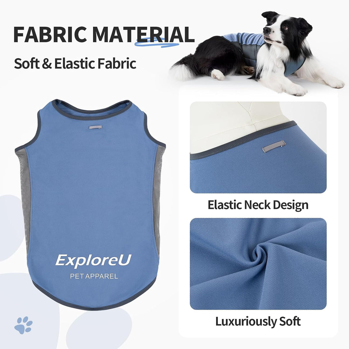 Dog Cooling Vest with Soft Stretchy Sun Protection, XL - Medium (24-35lbs) / Misty Glade+Water Drop - image 4
