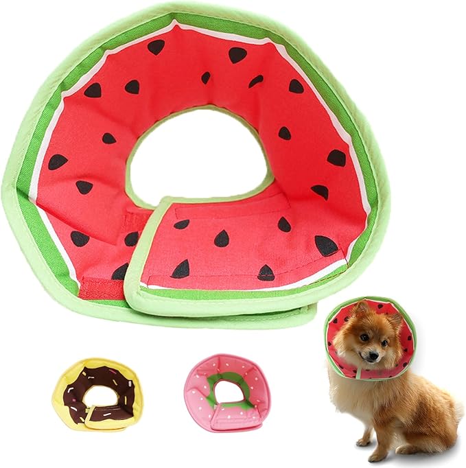 Soft Dog Cone, Lightweight Elizabethan Collar for Dogs, Adjustable Soft Cones for Dogs/Cats to Stop Licking After Surgery, Cute Watermelon Cone of Shame Alternatives for Pets (Medium)