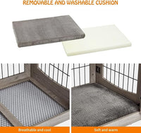 Dog Crate Furniture for Large Dogs, Wooden Dog Kennel Indoor with Double Doors, Dog Cage with Cushion & Drawers, Dog House Side End Table for Large Medium Dogs up to 70 lb, 39.4” L, Grey