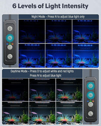Pawfly 5 W Aquarium LED Light 11 Inch Underwater Fish Tank Light with Full Spectrum IP68 Waterproof White Blue Red Lights with Daytime & Night Mode Timer Auto On/Off and Adjustable Brightness