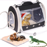 Bearded Dragon Travel Carrier Backpack, Lizard Backpack Carrier - Black / TPU Carrier+MAT