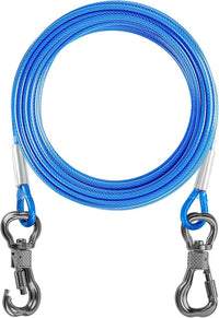 Tresbro 40FT Reflective Tie Out Cable for Dogs Up to 250 Pounds, Steel Wire Lead Leash Cable with Stainless Rotatable Clip, Lightweight and Enduring, Dog Lead Chains for Outside,Yard,Camping, Blue