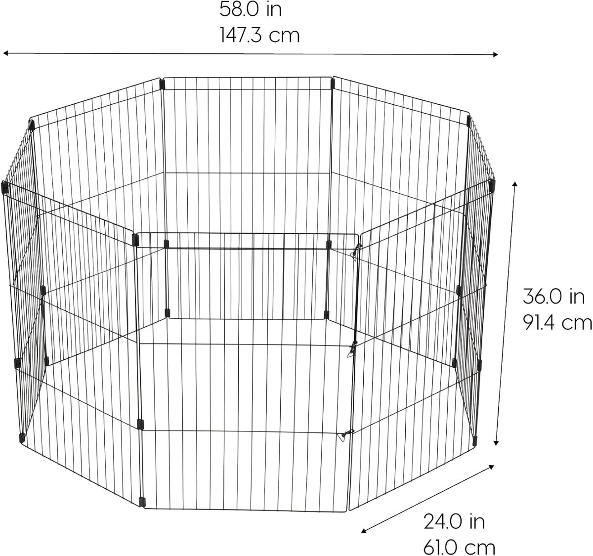 IRIS USA 8-Panel Exercise Pen, Heavy Duty - 36"H / Black - image 2