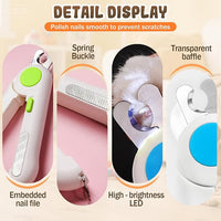 Pets Nail Clippers with Light, Cat Dog Nail Clippers with Built-in Nail File, Sharp Blades, Portable Cat Nail Clipper, Cats Claw Trimmer, Adjustable Claw Clippe for Cats (Style B)