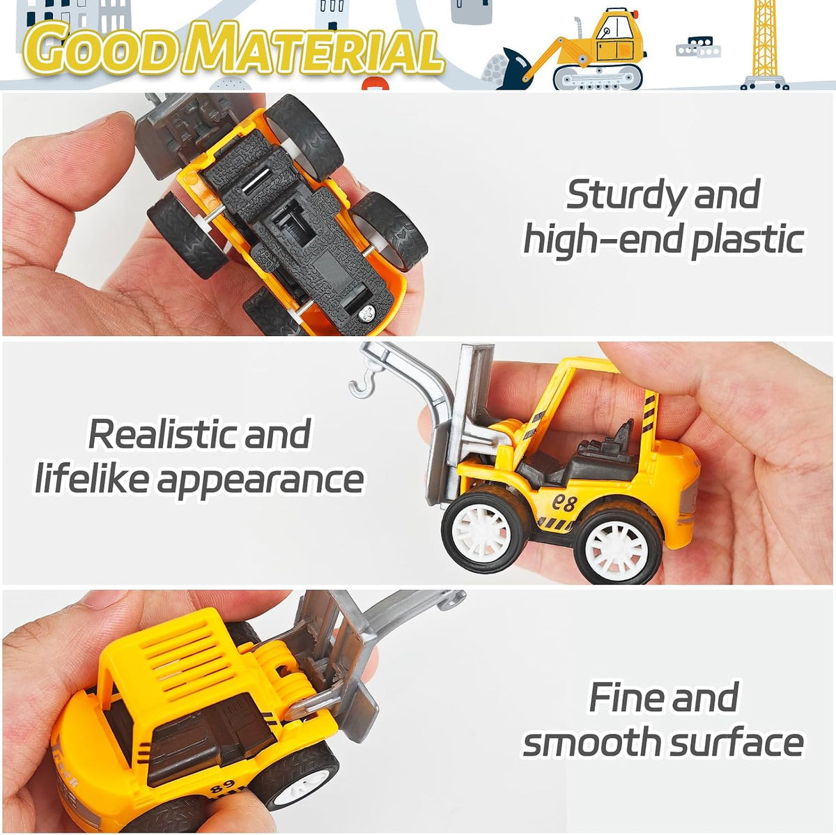 OJYUDD 24 mini pull back construction vehicles in yellow and black - view 7
