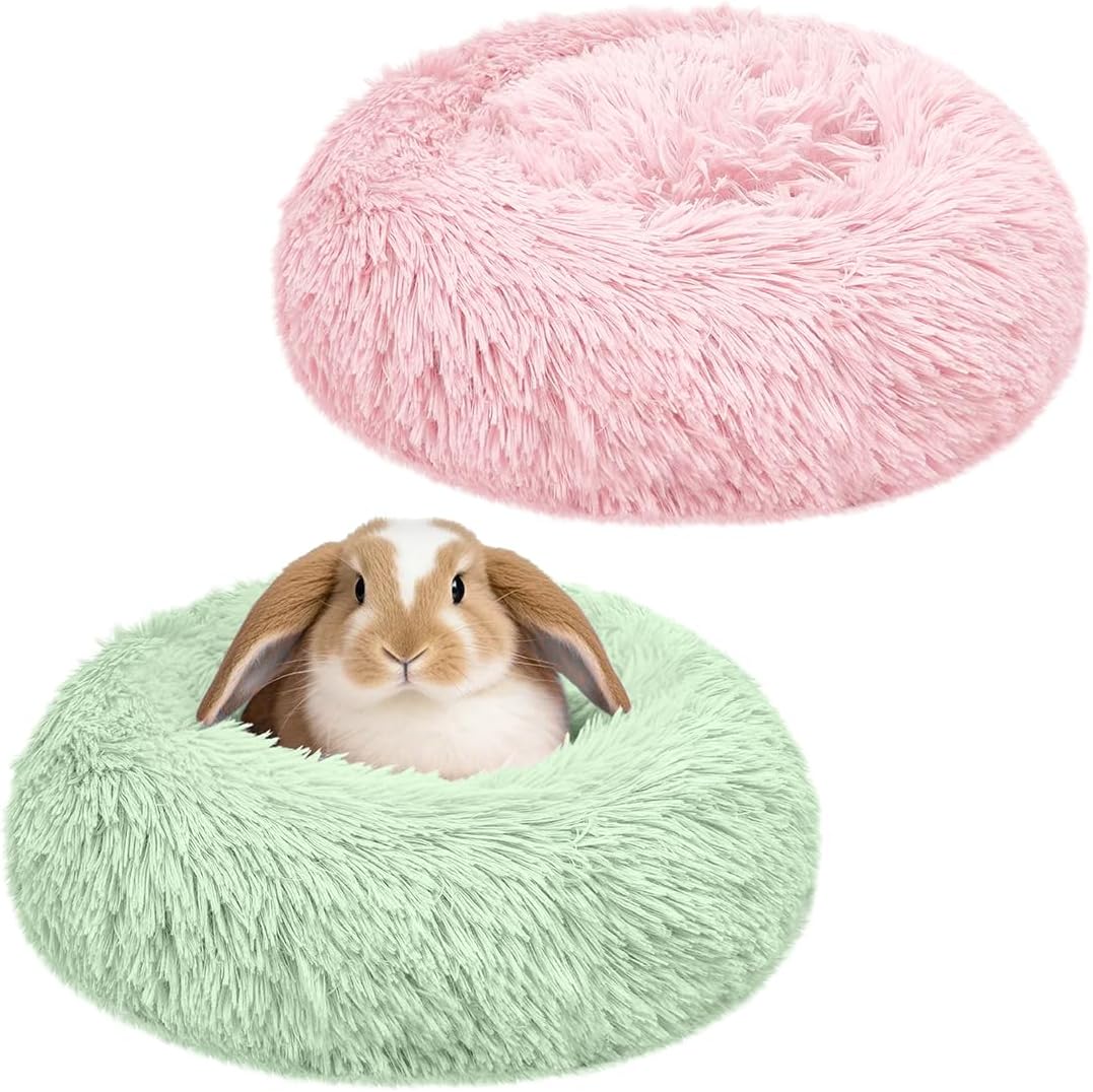 Bunny Bed Large Rabbit Hideout Soft & Comfortable – Daily Care for Small Pets - Pink+Green