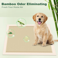 MIZOK Puppy Pads Small 22x22 Pee Pads for Dogs Bamboo Odor Eliminating & 6-Layer Absorbent Leak-Proof Dog Pee Pads Potty Training with Adhesive Tabs, Disposable (100 Counts)