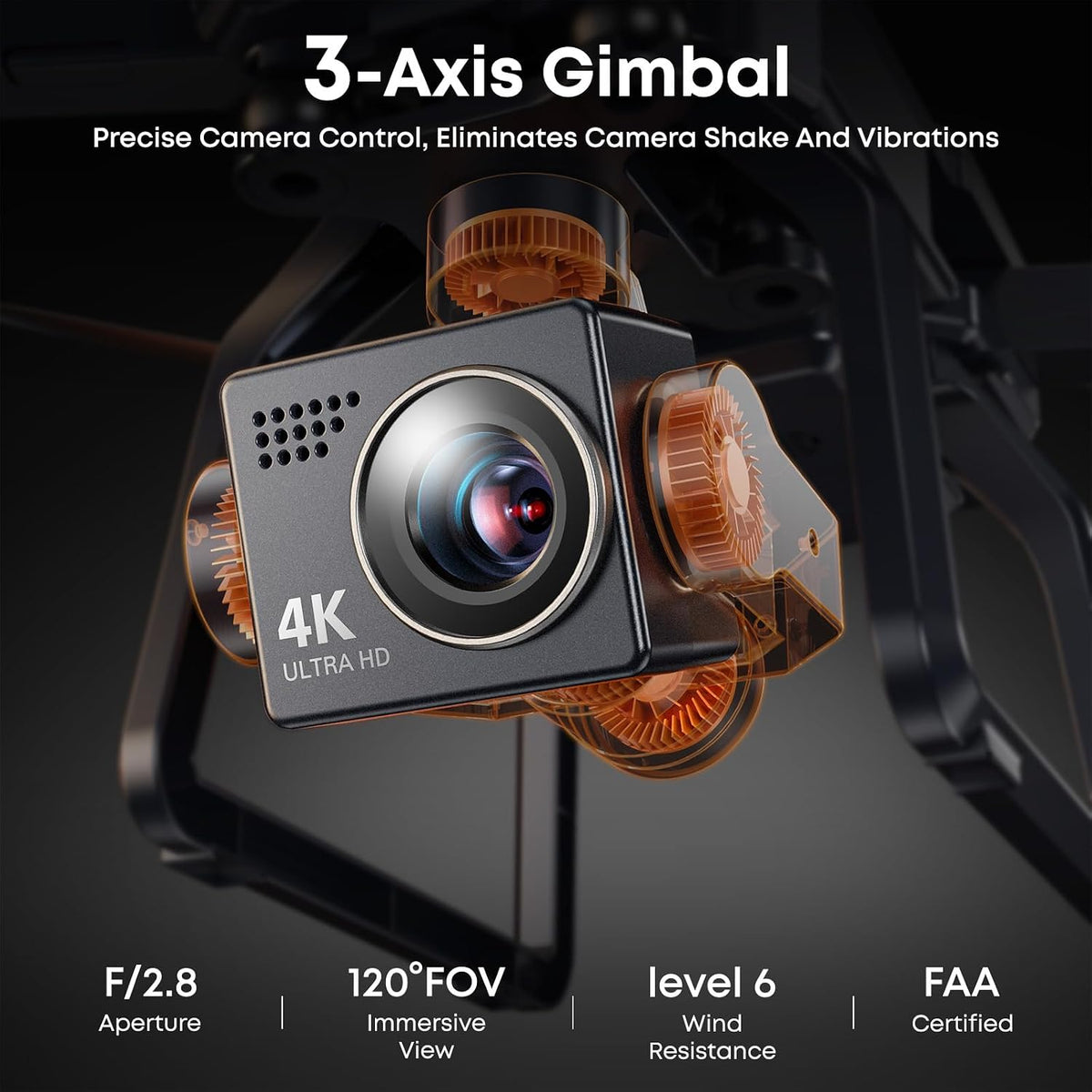 Bwine F7GIM 4K Video 6K Photo Drones with Camera for Adults 3-Axis - Dark Gray - image 3