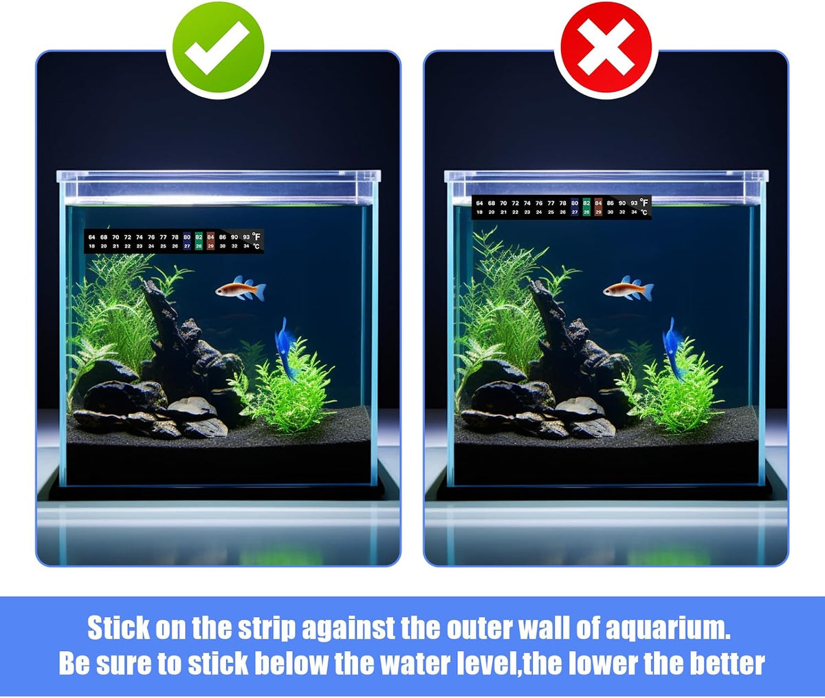 AQUANEAT 6 PCS Aquarium Thermometer Strips - 0.71" x 5.13" - image 4