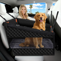 Large Dog Car Seat Half Back Seat Extender with Hard Bottom – Essentials for Dogs - Black / Large