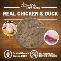 Dave's Pet Food Grain Free Wet Cat Food (Chicken & Duck Saucey Pate), Naturally Healthy Canned, Added Vitamins & Minerals, Wheat Free, 5.5 oz (24 Pack)