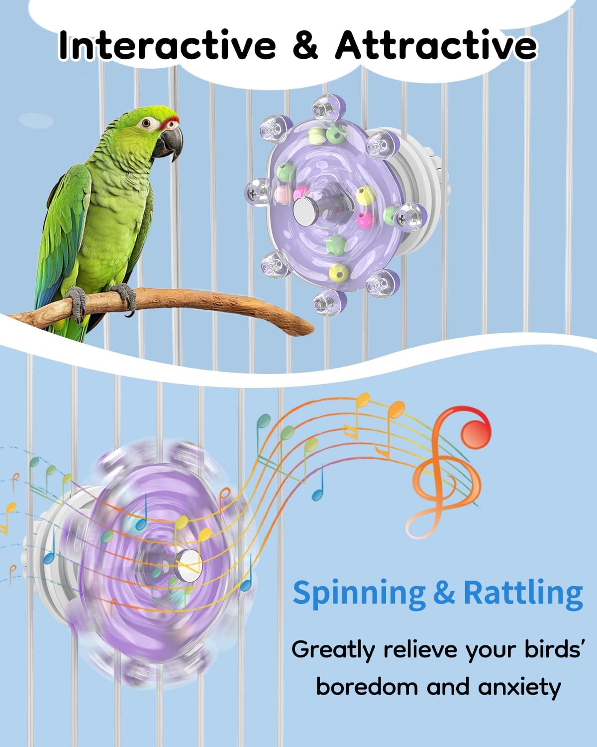 Pawfly 2 Pcs Bird Toys for Parakeets - 1 PC / Purple - image 4