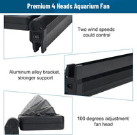 Aquarium Fan 2 3 4 Heads, Aquarium Chillers Cooling Fan Adjustable Fish Tank Cooling Fan with 2 - 4 head - image 3