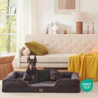 Bedfolks Orthopedic Dog Bed, Waterproof Dog Sofa Bed for Extra Large Dogs, Egg Foam Pet Couch Bed with Removable Washable Cover and Nonslip Bottom, Black