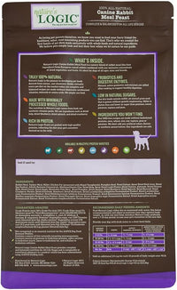 Nature's Logic Dry Dog Food - 100% Natural - No Synthetics - For All Ages, Sizes, Breeds - Free From Common Allergens, High Protein - Rabbit Meal Feast, 4.4lbs