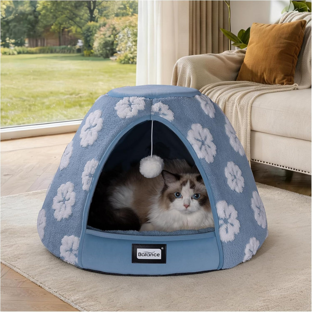 BALANCE Cat Beds for Indoor Cats - 21"L x 21"W x 16"Th / Blue