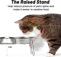 Elevated Cat Bowls, Wide Stainless Steel Cat Food Bowls with Metal Stand Whisker Stress-Free - Integrated Bowls - image 2