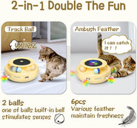 ORSDA 2in1 Interactive Toys for Indoor Cats, Timer Auto On/Off - Butter Yellow - image 2