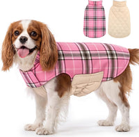 Winter Dog Jackets, Reversible Dog Coat with Leash Hole - Pink / L