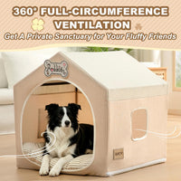 Indoor Dog House with Frame, Cute Dog Tent Bed with Cover Cave - X-Large ( 29" × 29" × 29" ) / Beige - image 2