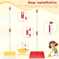 Kids Cleaning Toy Set Toddler Broom & Dustpan Pretend Play - 6pcs - Red Set - image 4
