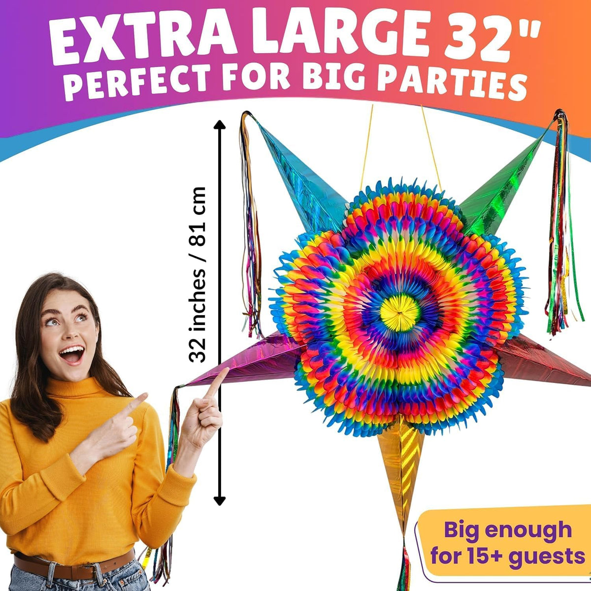 Mexican Piñata, Christmas Pinata - Rainbow Brights 32" - image 2