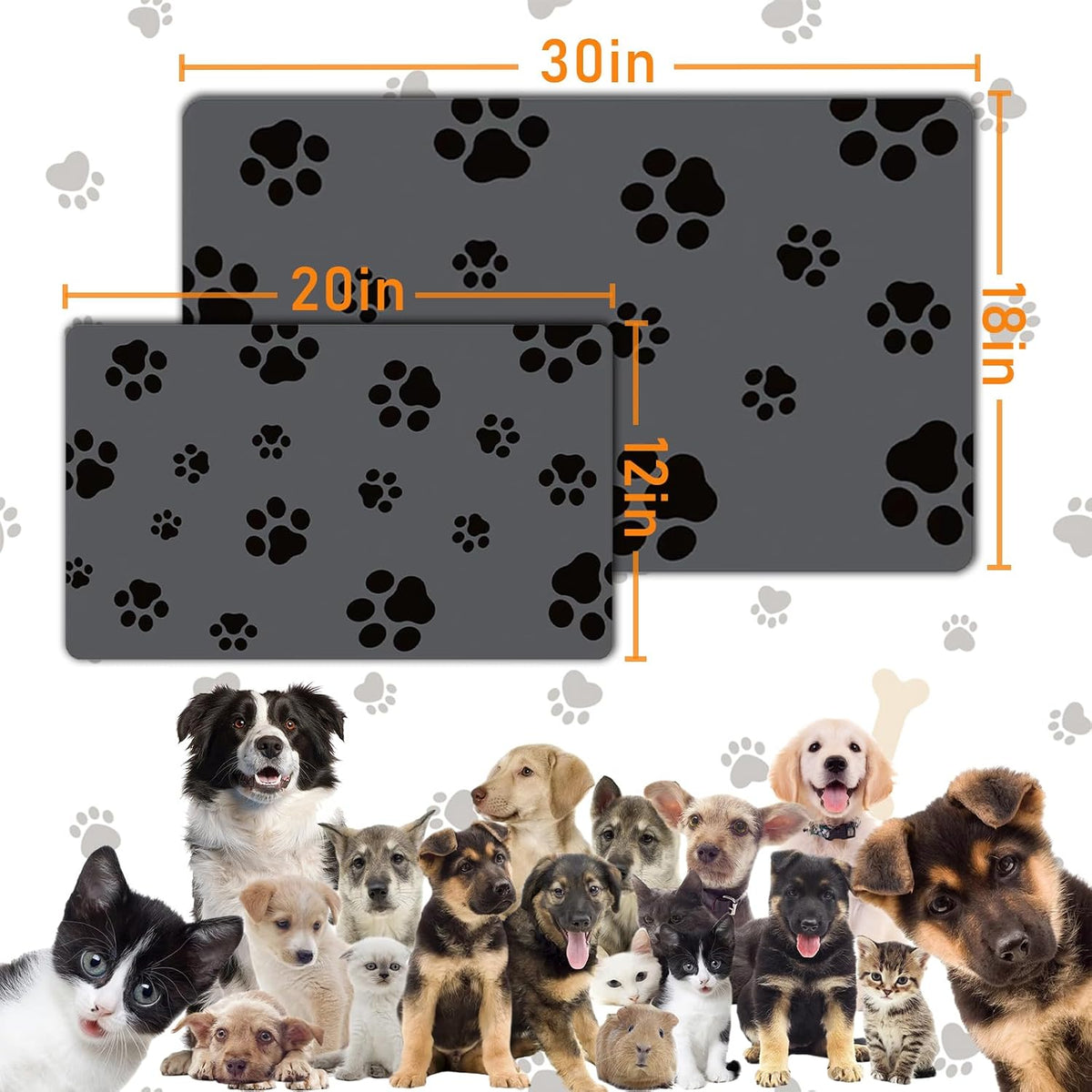 18"×30" Dog Food Mat-Absorbent Dog Mat for Food and Water - Dark Gray-JY / 18"L x 30"W - image 4