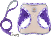 Hipubby Dog Harness Small Sized and Leash Set - Purple/White Trim / L (Chest: 18.8"-20.8")